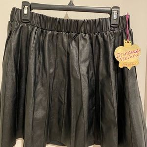 Black Pleather Pleated Skirt